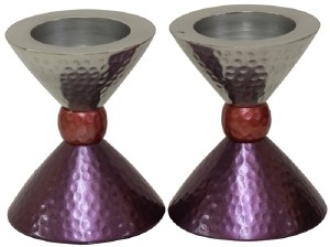 Candlesticks Nickel Plated Hammered Silver Pink and Purple for Tea Lights 3.5"