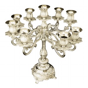 Candelabra 9 Branches Silver Plated Filigree Design 16"