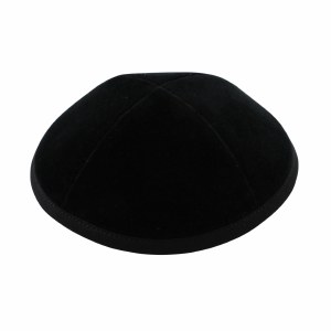 Cool Kippah Black Velvet 4 Part with Rim Size 18cm