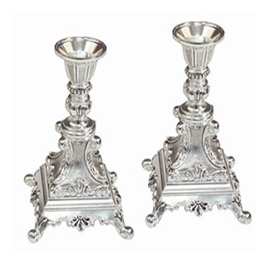 Candlesticks Silver Plated Engraved with Detailed Pattern