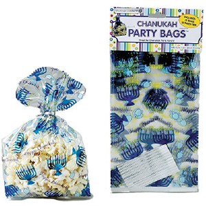 Chanukah Cellophane Party Bags with Twist Ties 12 Pack