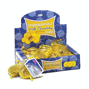 Chanukah Gelt Milk Chocolate Coins 24 Bags in Display Box
