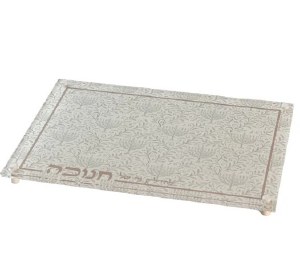 Picture of Lucite Chanukah Menorah Tray Hebrew Vine Menorah Vine Design 16" x 11"