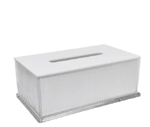 Picture of Lucite Corrugated Tissue Box White 9.7" x 5.7"