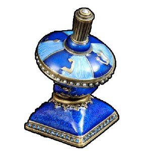 Pewter Dreidel Accentuated With Jewels - Blue and Light Blue