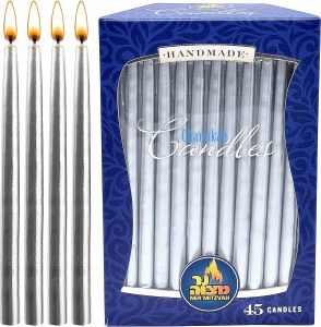 Metallic Silver Chanukah Candles