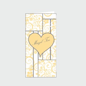 Wedding Wallet Greeting Card - Yellow Flower and Heart Design