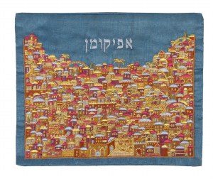 Yair Emanuel Afikoman Bag Full Embroidered Multicolor Jerusalem Design
