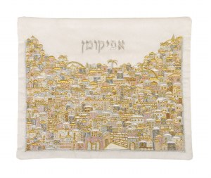 Yair Emanuel Afikoman Bag Full Embroidered Gold Jerusalem Design