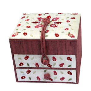 Yair Emanuel Two Drawer Embroidered Jewelry Box - Pomegranate