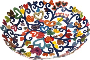 Yair Emanuel Bowl - Small Laser Cut Hand Painted - Hearts