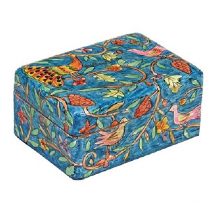 Yair Emanuel Small Wooden Jewelry Box - Peacock