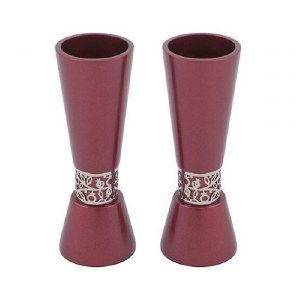 Candlesticks Maroon Cone Shaped Designed by Yair Emanuel