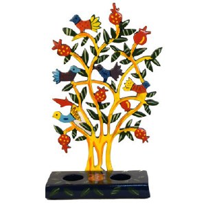 Yair Emanuel Tealight Holder - Laser Cut Light Tree with Birds