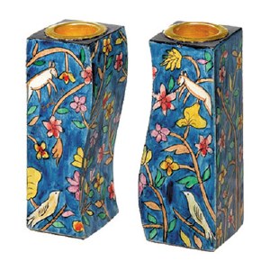 Yair Emanuel Fitted Candle Holders - Flowers and Birds