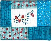 Yair Emanuel Embroiderd Tefillin Bag with Patches - Pomegranates Blue