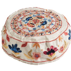 Yair Emanuel Embroidered Bucharian Kippah - White Flowers