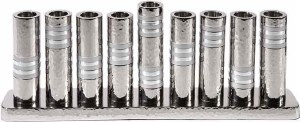 Yair Emanuel Hammered Nickel Candle Menorah with Rearrangeable Branches - Silver Rings