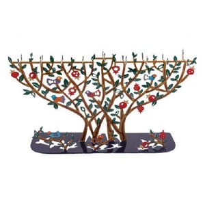 Menorah Pomegranate Tree Lazer Cut Designed by Yair Emanuel Lazer