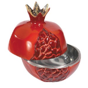 Yair Emanuel Aluminum Pomegranate Honey Dish Large - Red