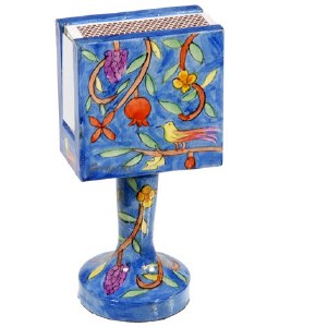 Yair Emanuel Standing Matchbox Holder with Matchbox - Grapes, Birds and Flowering Branches