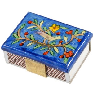 Yair Emanuel Matchbox Holder with Matchbox - Bird with Flowering Branches
