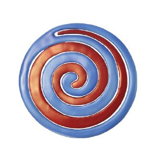 Yair Emanuel Aluminum Trivet Two Piece Swirl - Blue and Red