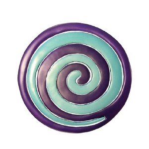 Yair Emanuel Aluminum Trivet Two Piece Swirl - Purple and Turquoise