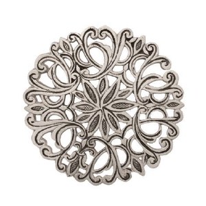 Yair Emanuel Aluminum Trivet Round Flower Design