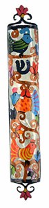 Yair Emanuel Laser Cut Mezuzah - Birds 12cm