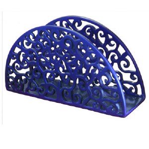 Yair Emanuel Aluminum Napkin Holder Blue - Paisley Cutout