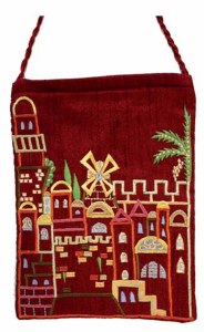 Yair Emanuel Embroidered Handbag - Maroon Jerusalem