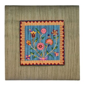 Yair Emanuel Gold Embroidered Frame with Picture - Flowers