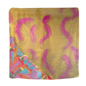 Yair Emanuel Painted Silk Scarf Square - Jerusalem Gold