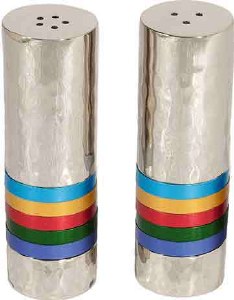 Yair Emanuel Hammered Salt and Pepper Shaker Set - Multicolor