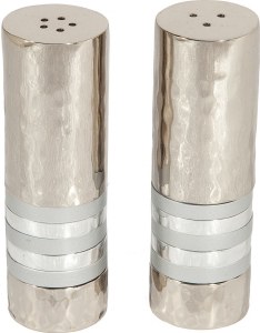 Yair Emanuel Hammered Nickel Salt and Pepper Shaker Set- Silver Rings