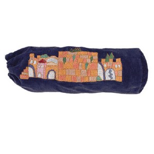 Yair Emanuel Velvet Shofar Bag Jerusalem Navy