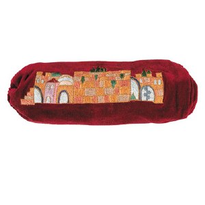 Yair Emanuel Velvet Shofar Bag Jerusalem Maroon