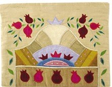 Yair Emanuel Raw Silk Tallit Bag - Pomegranates Gold