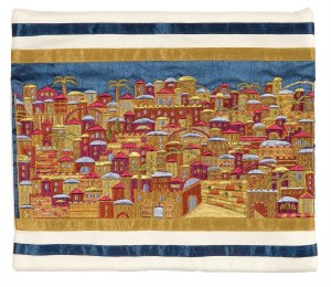 Yair Emanuel Tallis Bag Full Embroidered Jerusalem in Multicolor