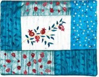 Yair Emanuel Embroidered Tallit Bag with Patches - Pomegranates Blue