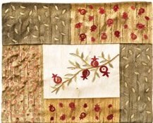 Yair Emanuel Embroidered Tallit Bag with Patches - Pomegranates Gold