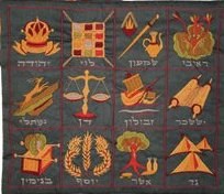 Yair Emanuel Embroidered Tefillin Bag - The Twelve Tribes in Blue