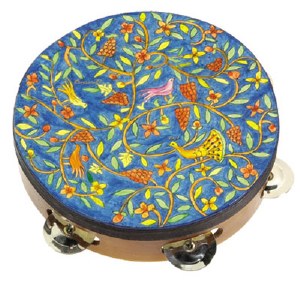 Yair Emanuel Handpainted Leather Tambourine - Oriental