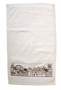 Yair Emanuel Embroidered Netilat Yadayim Towel - Jerusalem