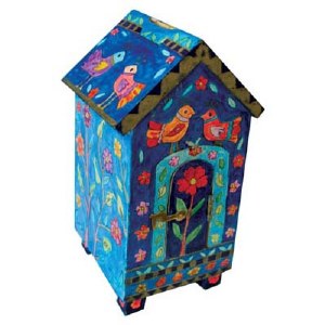 Yair Emanuel House Shaped Tzedakah Box - Birds and Flowers