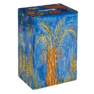 Yair Emanuel Rectangular Tzedakah Box - The Seven Species