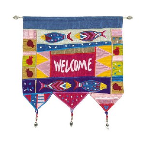 Yair Emanuel English Welcome Wall Hanging - Multicolor with Fish