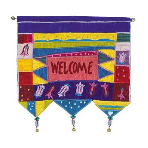 Yair Emanuel English Welcome Wall Hanging - Multicolor with Flowers