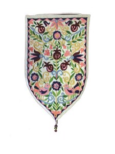 Yair Emanuel Small Shield Tapestry Birds and Pomegranates - White